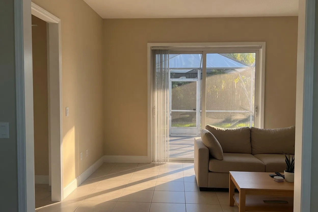 Interior painting in a Lutz living room, viewed from the entry