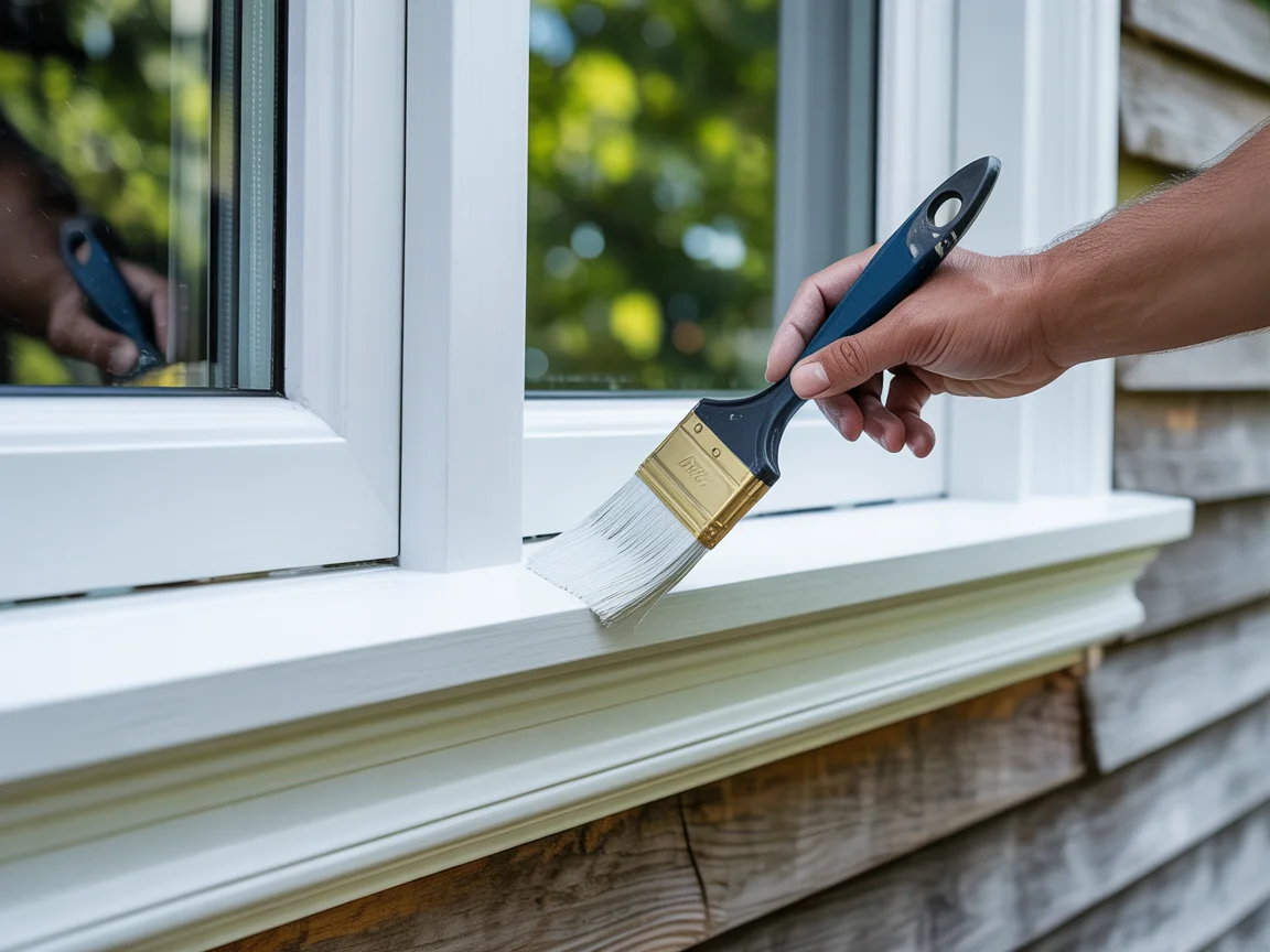 Painter walking exterior of Tampa Bay home during a free estimate visit