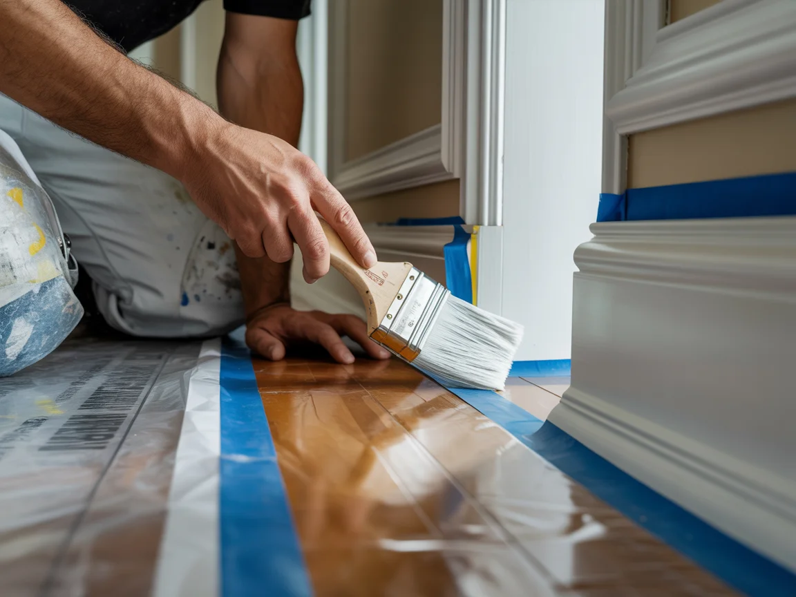 Close inspection of painted interior trim work