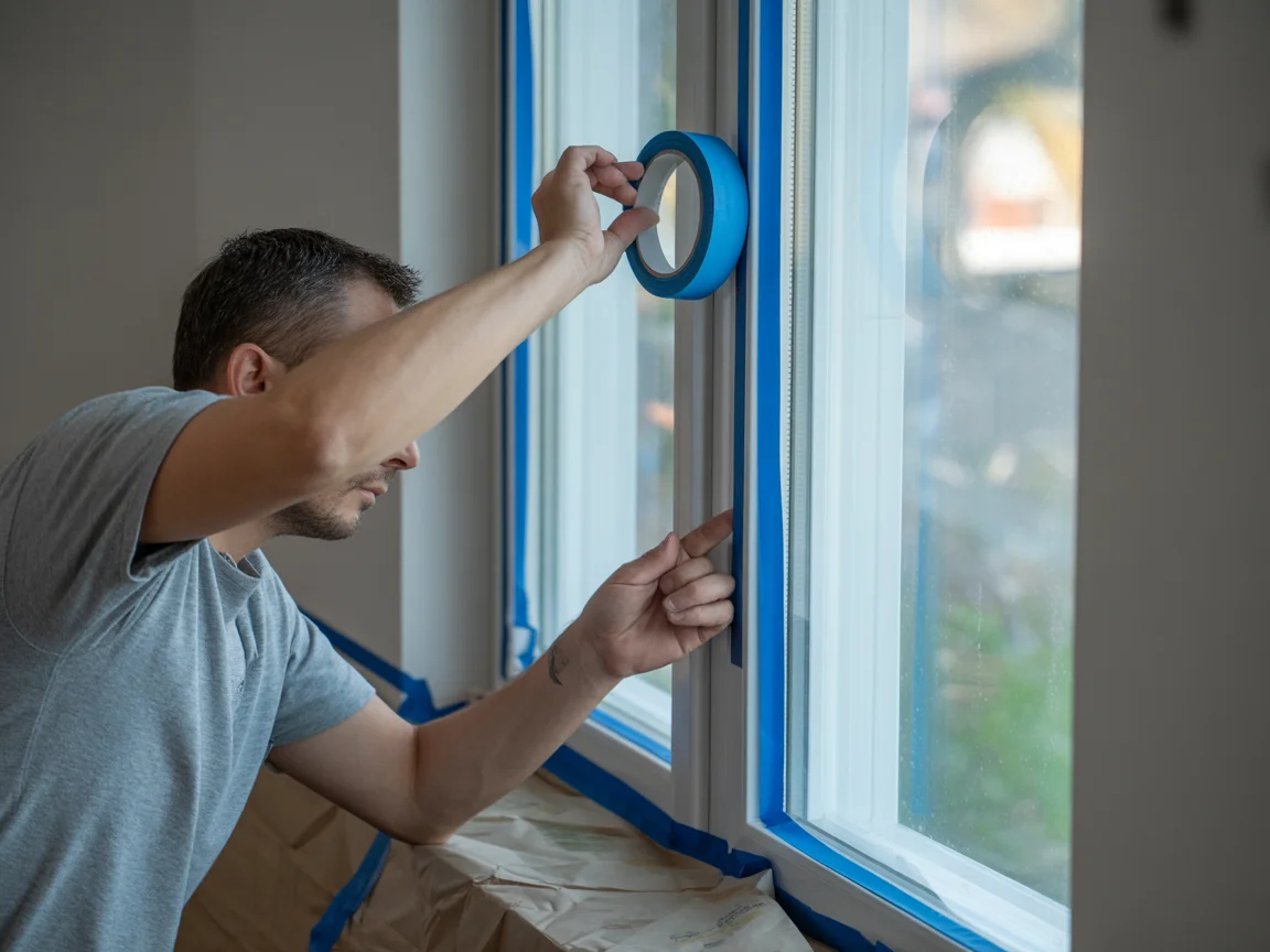 Painter prepping a Tampa home before painting