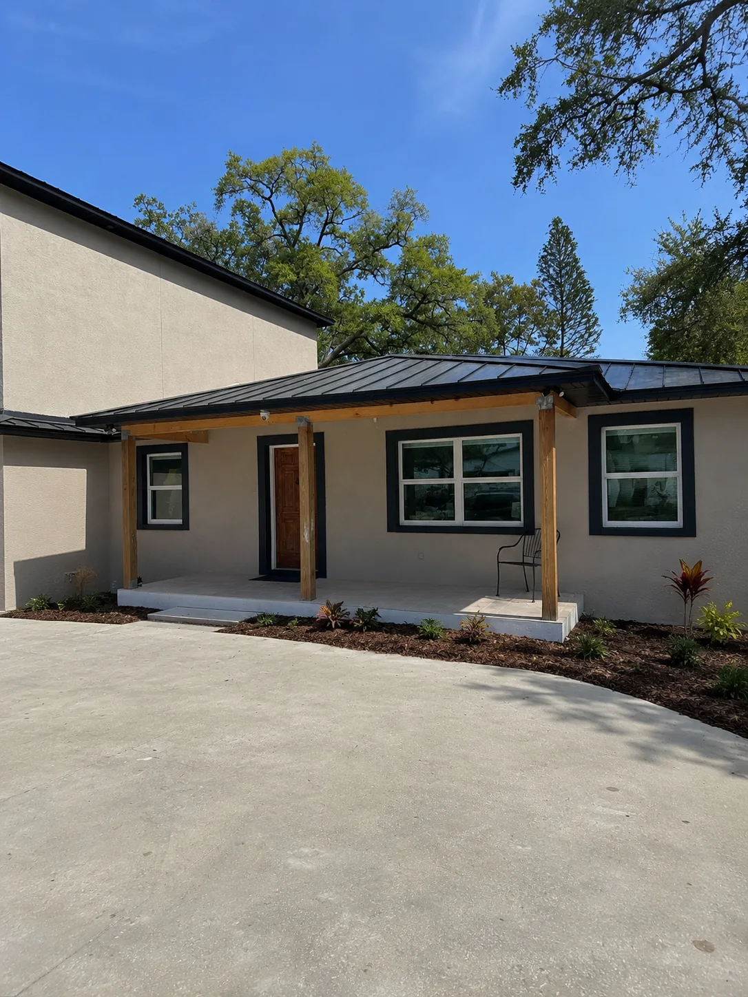 Freshly painted stucco home exterior