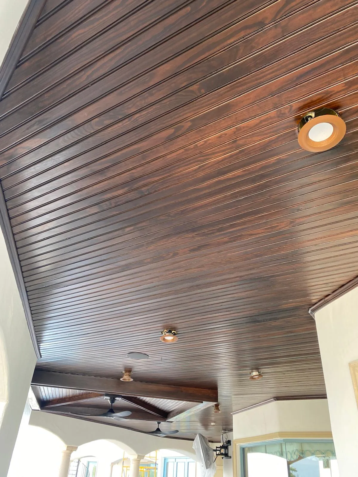 Coastal home pool area after painting